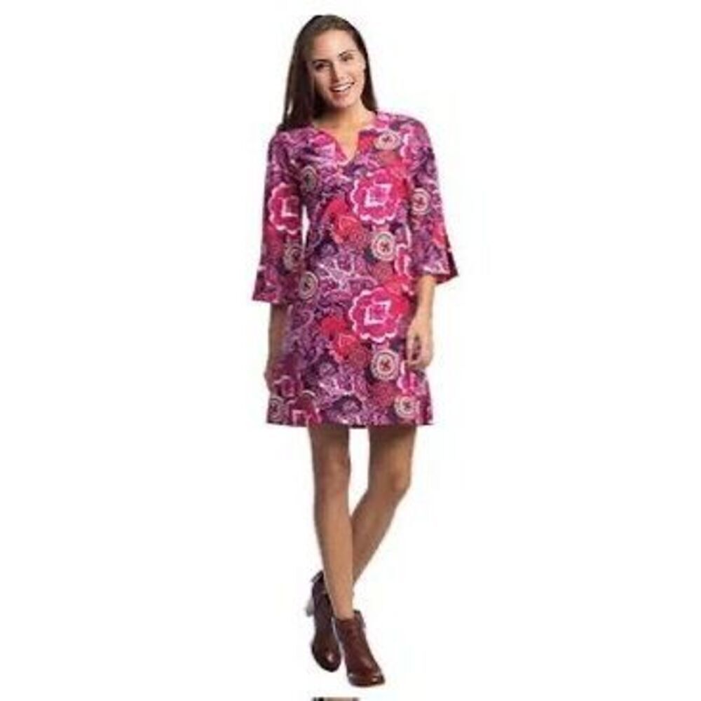 Jude Connally Size XS Lexi Collar Shift Dress Pink Purple Paisley Floral Spring